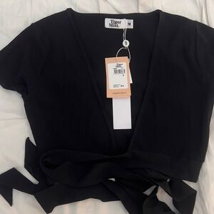 Tiger Mist Black Tie Crop Top